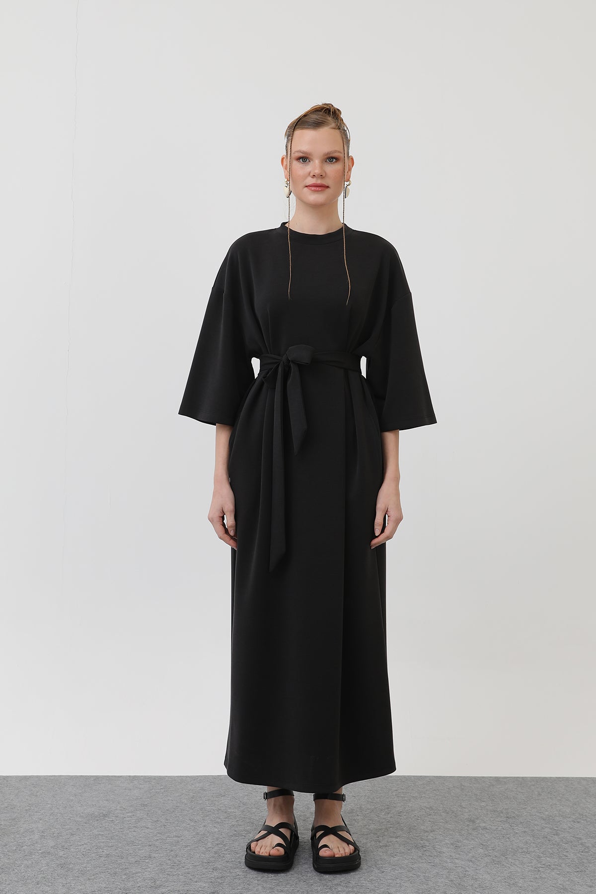 Women's Belted Detail Basic Dress - 32170ELB