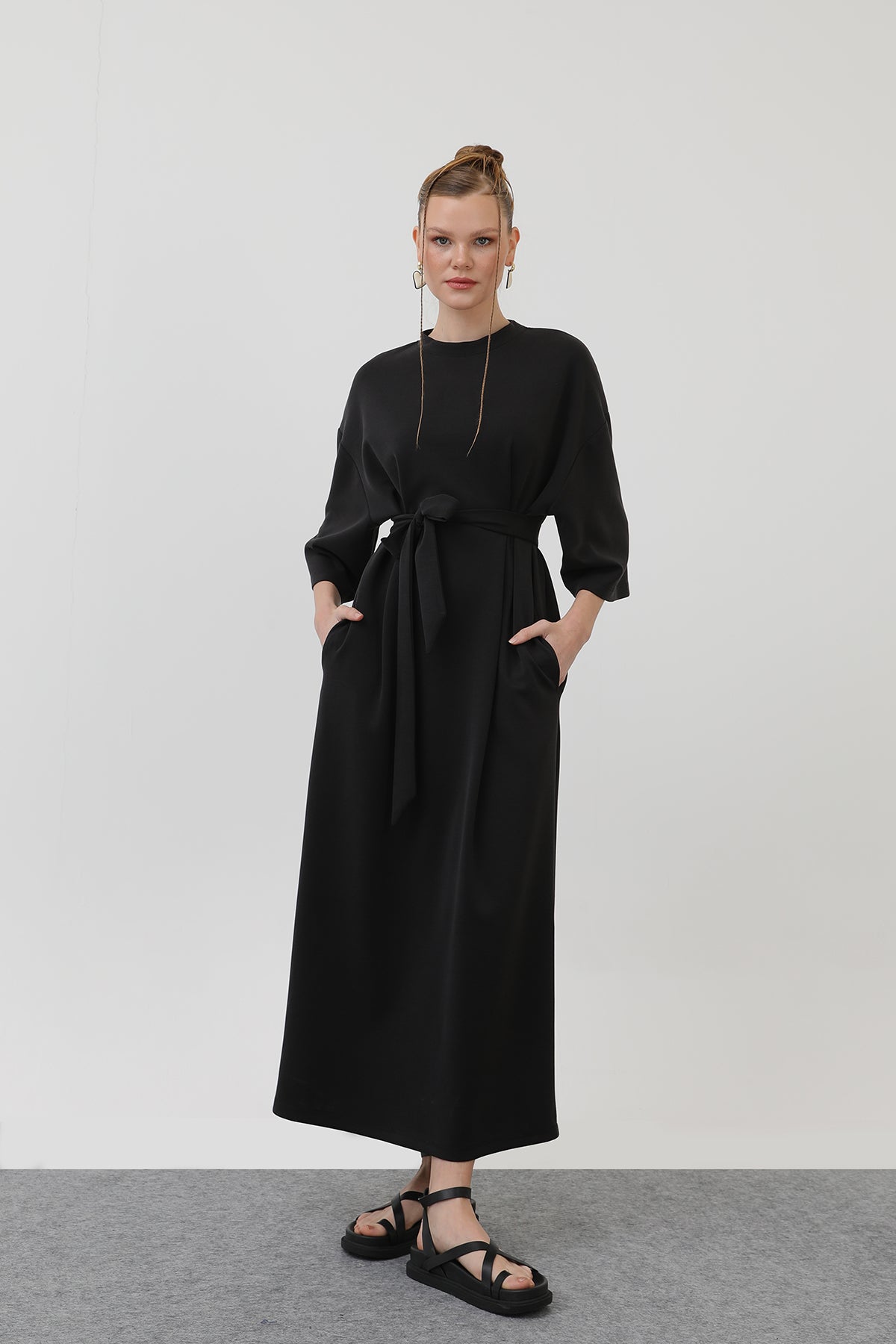 Women's Belted Detail Basic Dress - 32170ELB