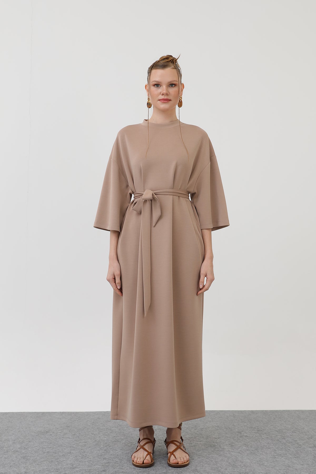 Women's Belted Detail Basic Dress - 32170ELB