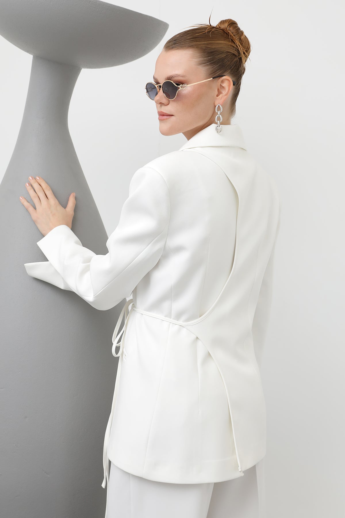 Kadın Biye Bağlamalı Blazer Ceket - 32173CKT