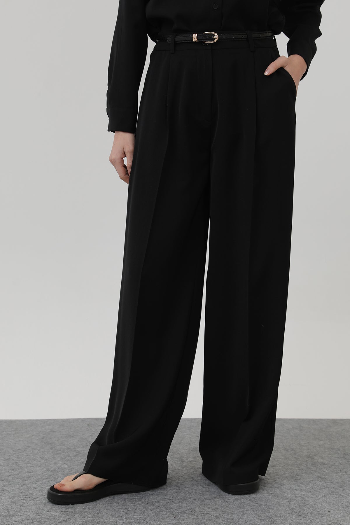 Kadın Bol Pantollon - 32175PNT - BLACK