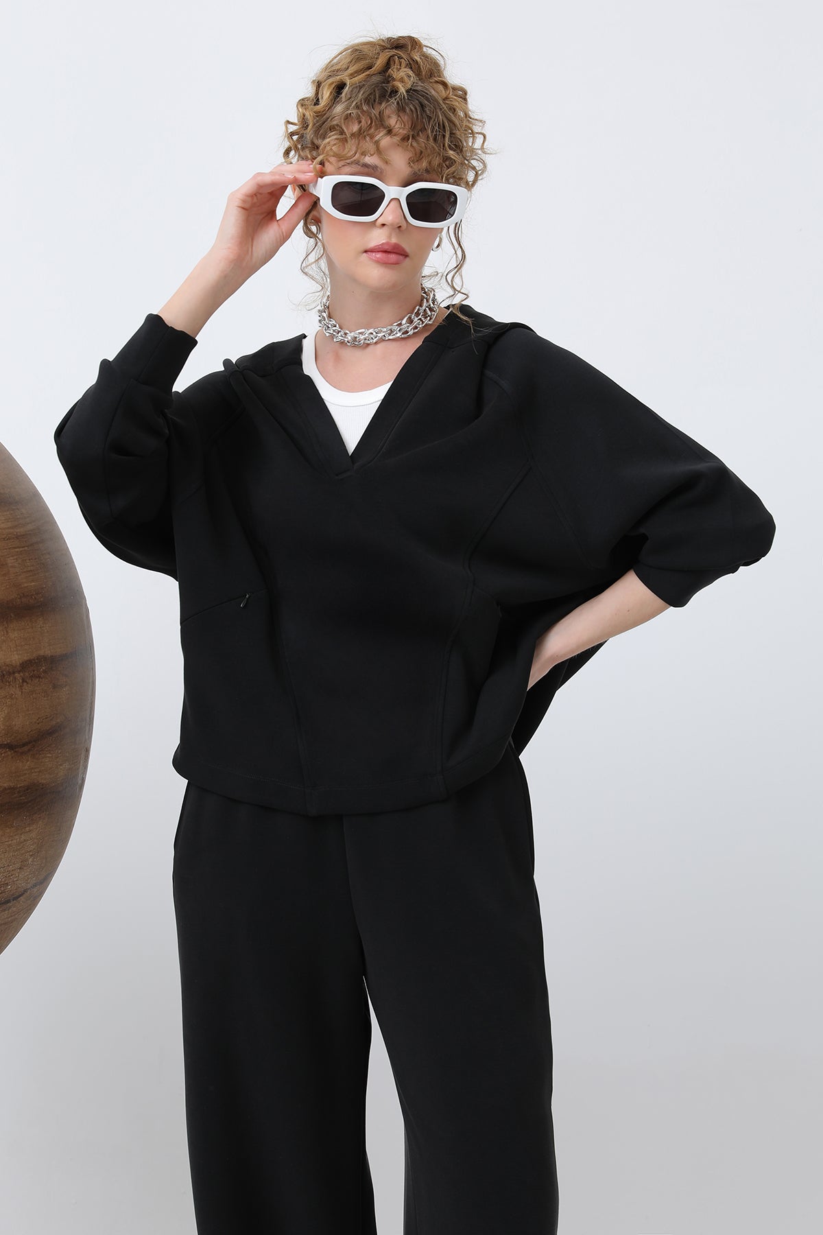 Kadın Gizli Fermuar Detaylı Sweat - 32188SWT