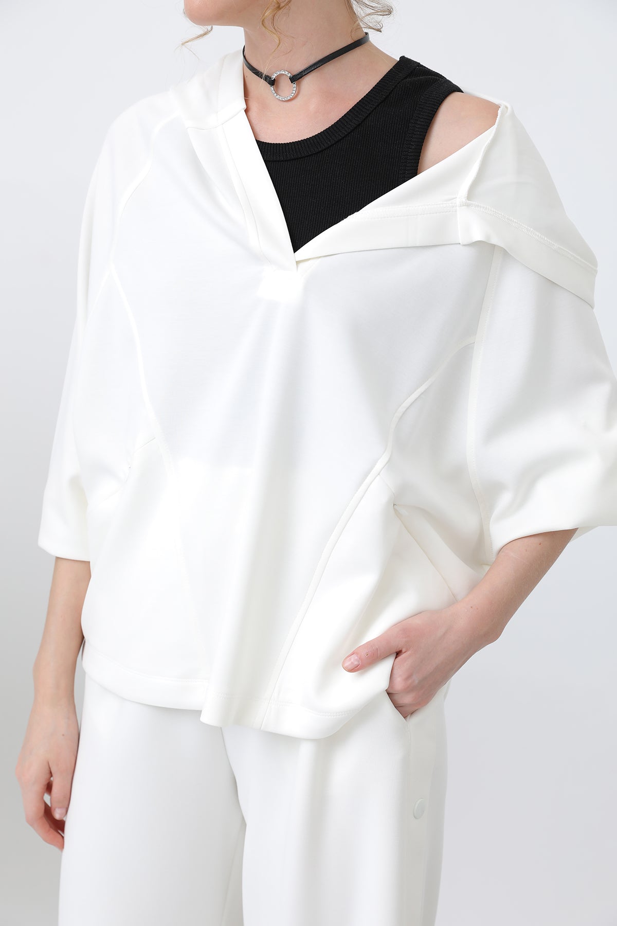 Kadın Gizli Fermuar Detaylı Sweat - 32188SWT