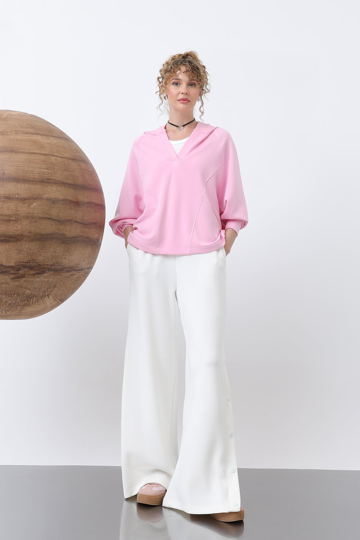Kadın Gizli Fermuar Detaylı Sweat - 32188SWT - PINK