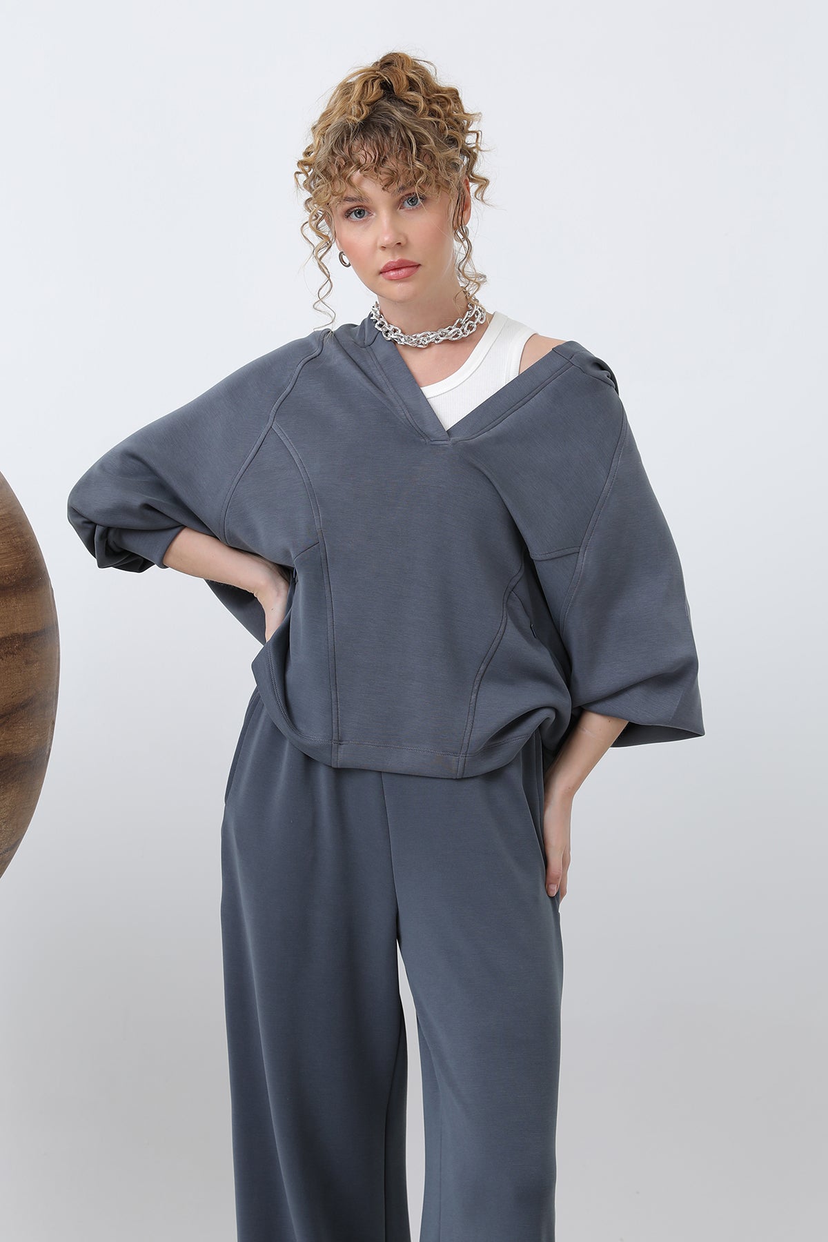 Kadın Gizli Fermuar Detaylı Sweat - 32188SWT