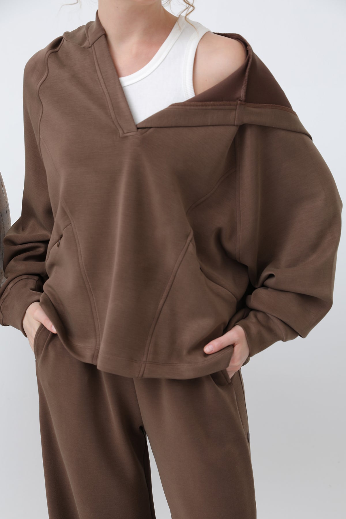 Kadın Gizli Fermuar Detaylı Sweat - 32188SWT