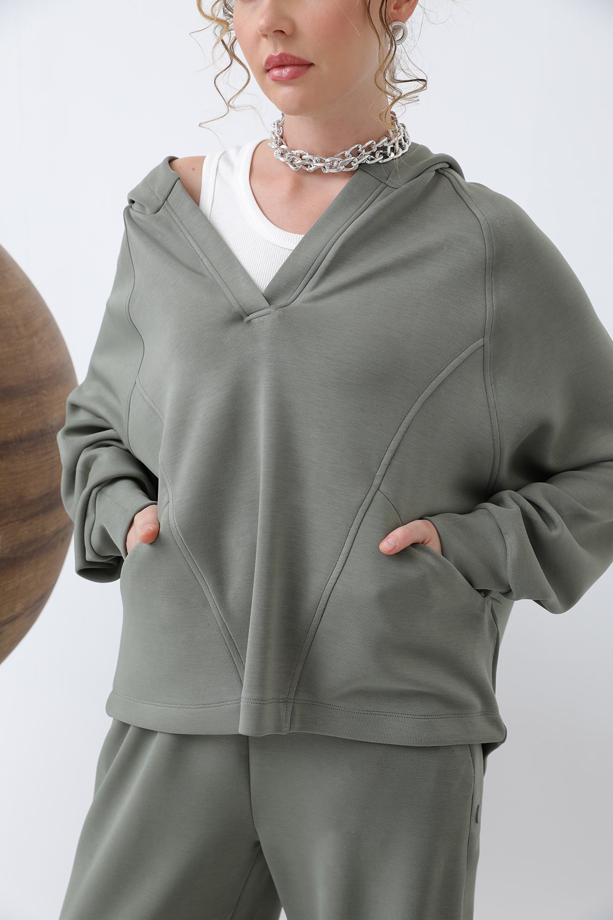 Kadın Gizli Fermuar Detaylı Sweat - 32188SWT