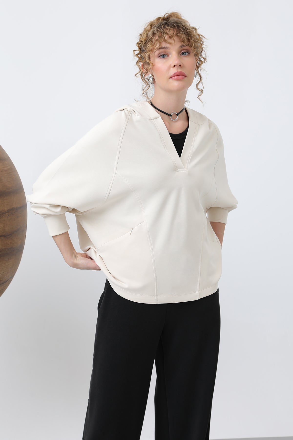 Kadın Gizli Fermuar Detaylı Sweat - 32188SWT