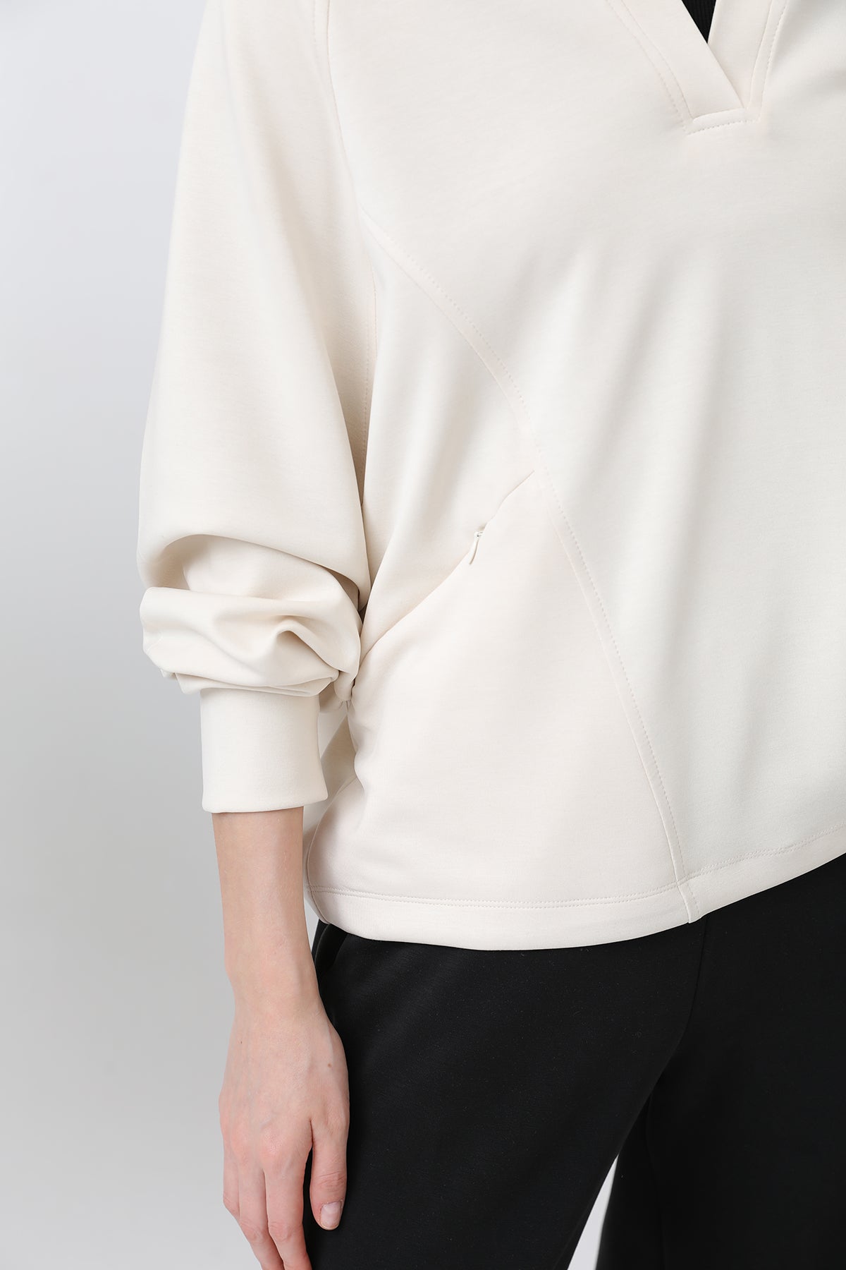 Kadın Gizli Fermuar Detaylı Sweat - 32188SWT