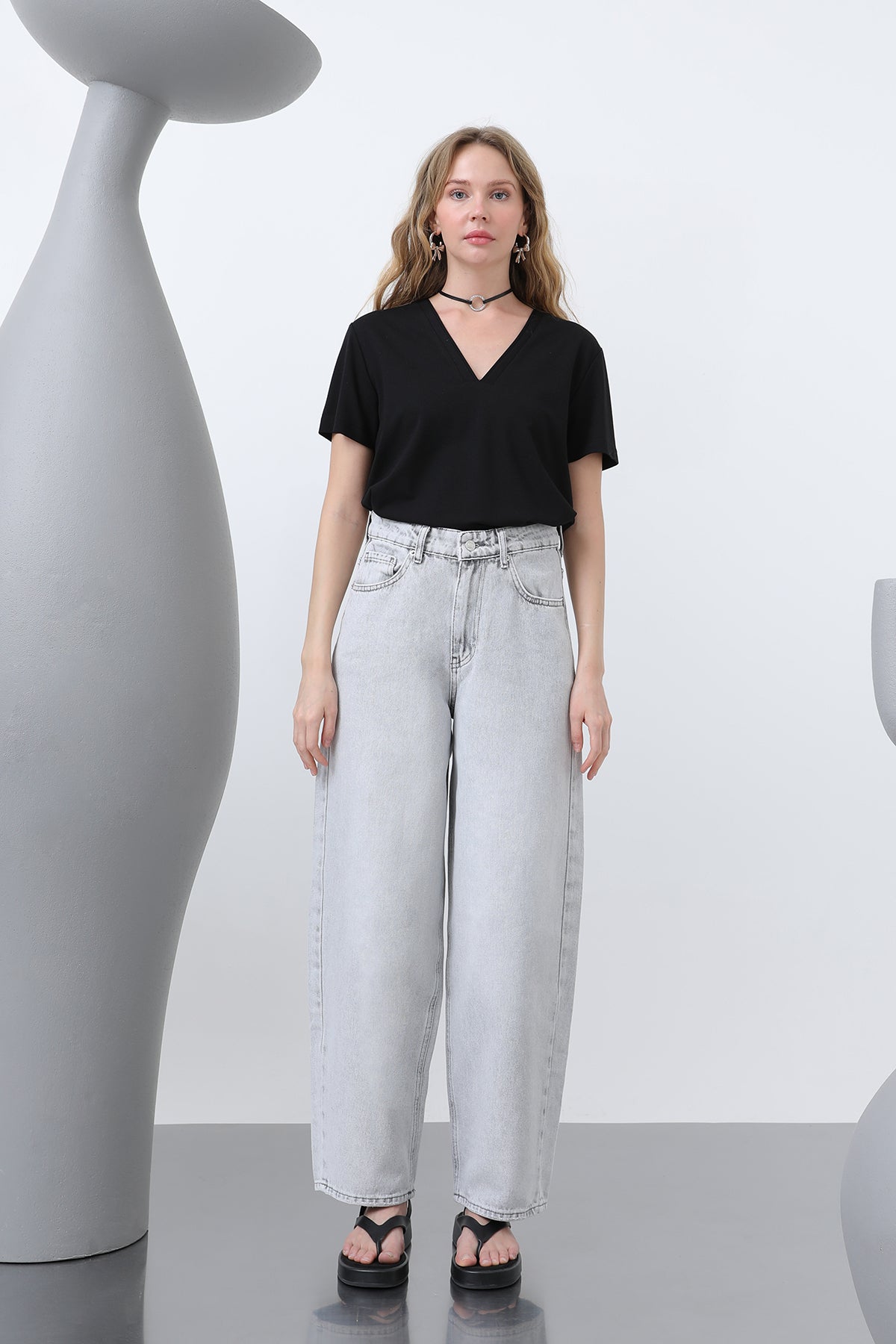 Kadın Bol Denim Pantolon -32192PNT