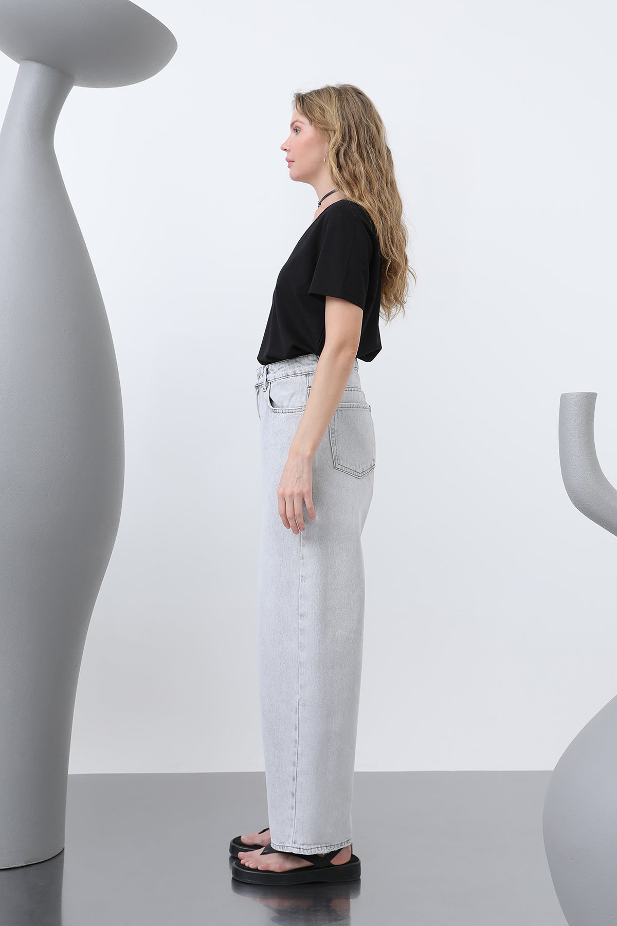 Kadın Bol Denim Pantolon -32192PNT