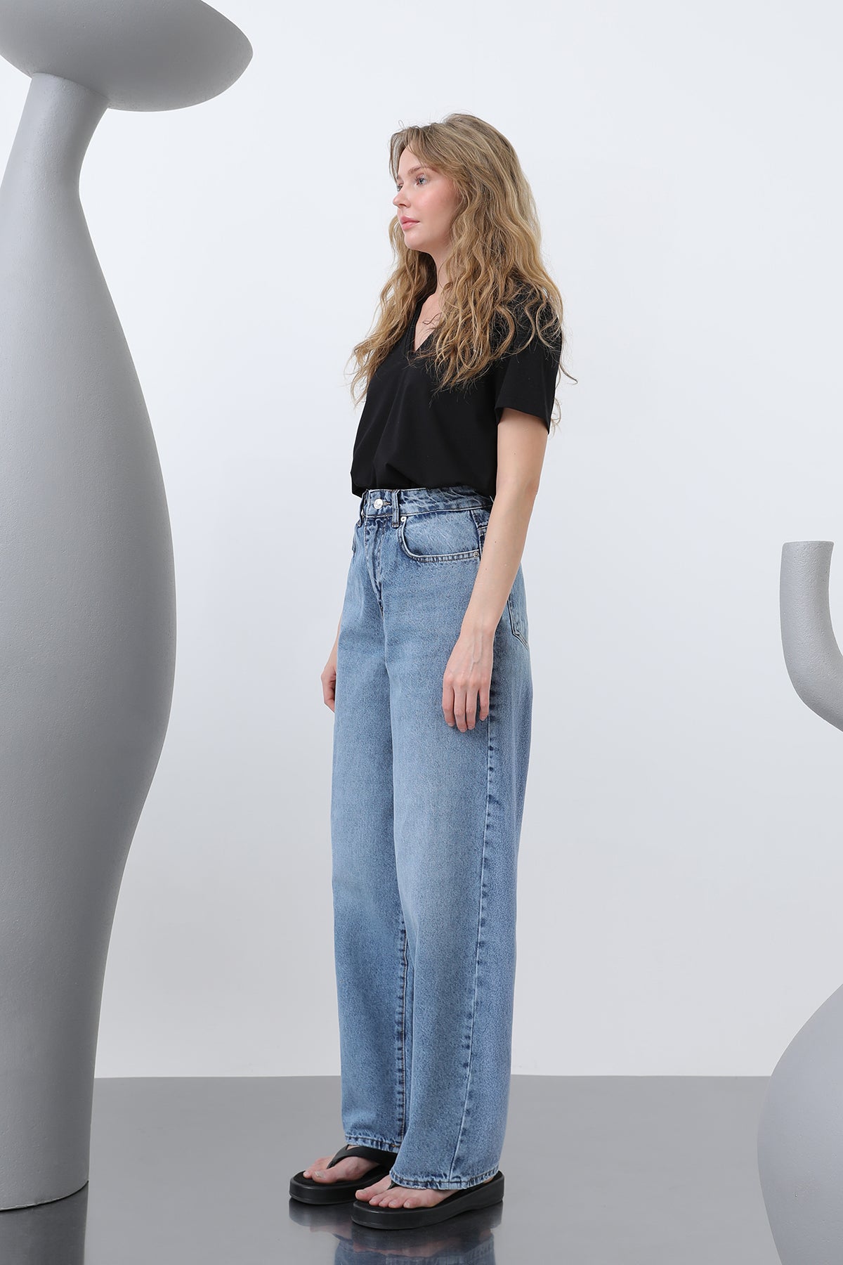 Kadın Bol Denim Pantolon -32192PNT