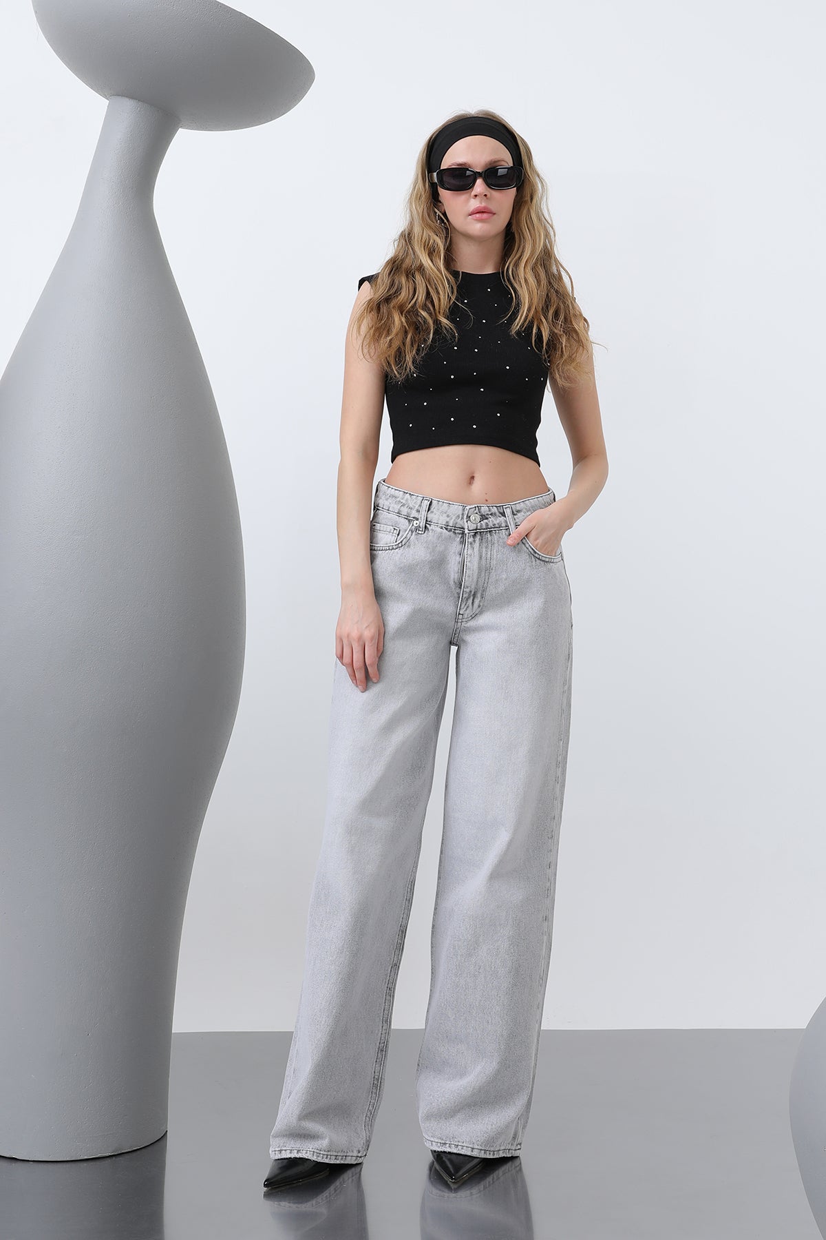 Kadın Denim Pantolon -32193PNT - GREY