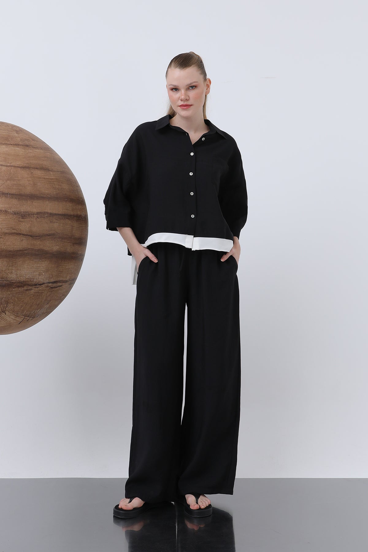 Kadın Bel Lastikli Pantolon - 32206PNT - BLACK
