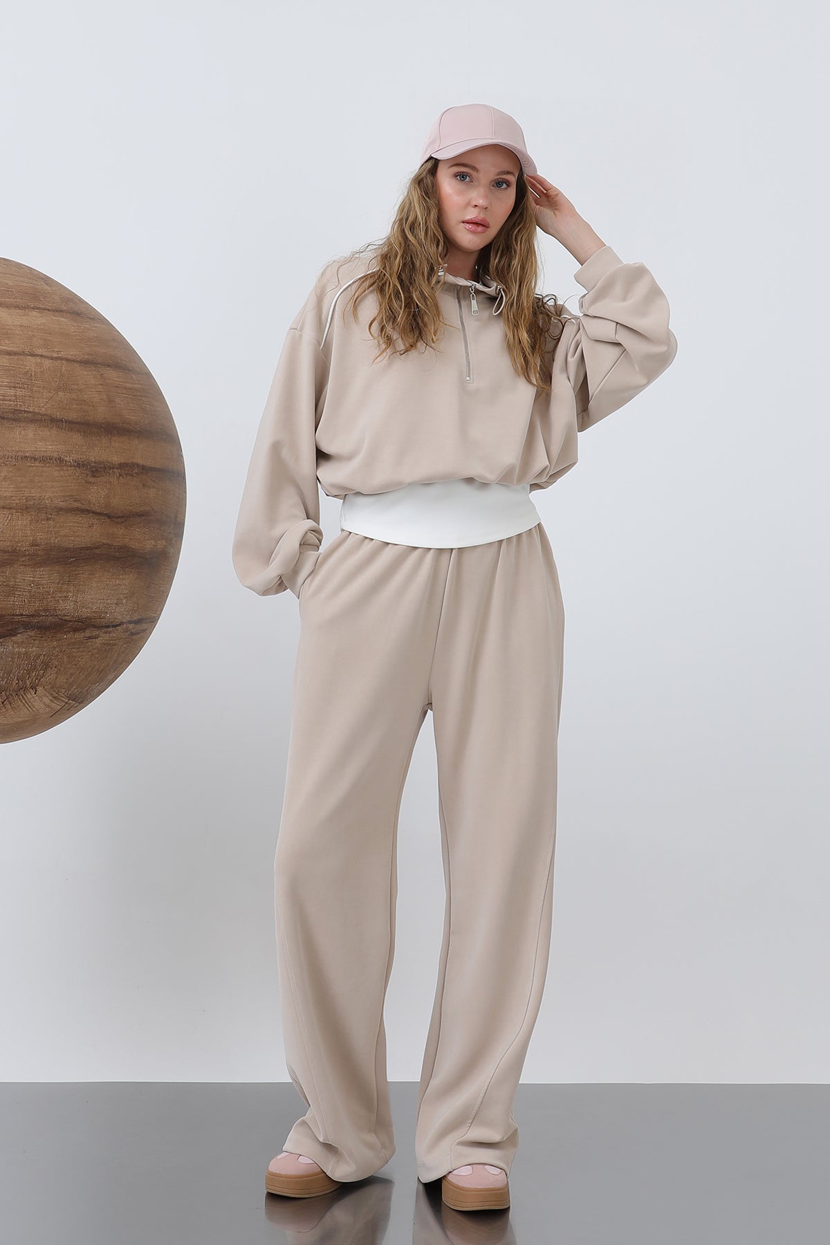 Kadın Garnili İkili Takım -32214TKS - DARK BEIGE