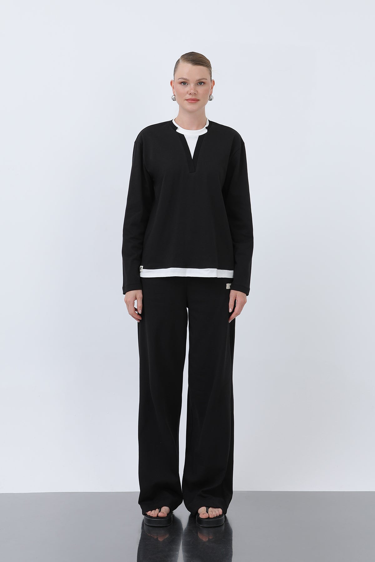 Kadın Basic Garnili Sweatshirt