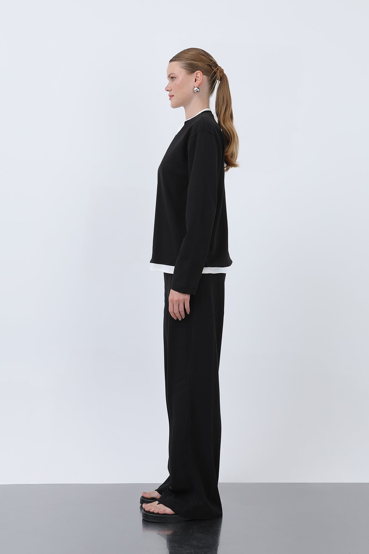 Kadın Basic Garnili Sweatshirt