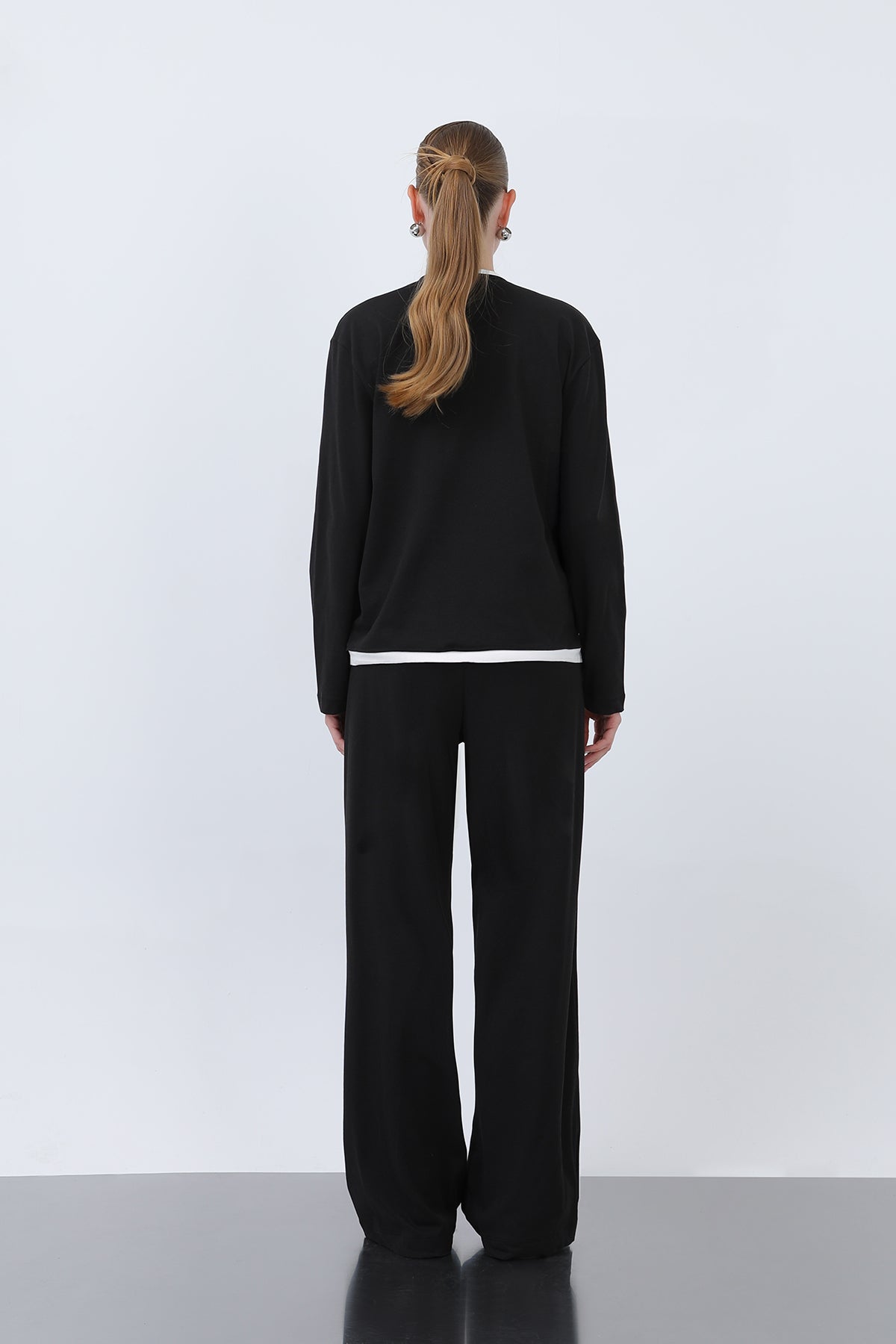 Kadın Basic Garnili Sweatshirt