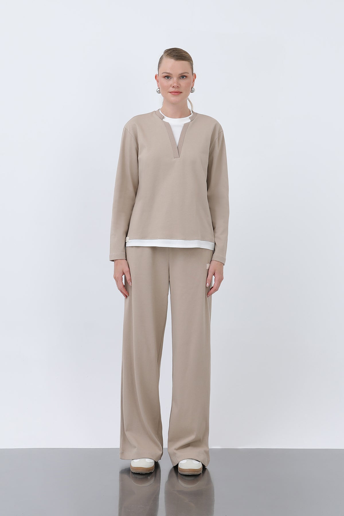 Kadın Basic Garnili Sweatshirt