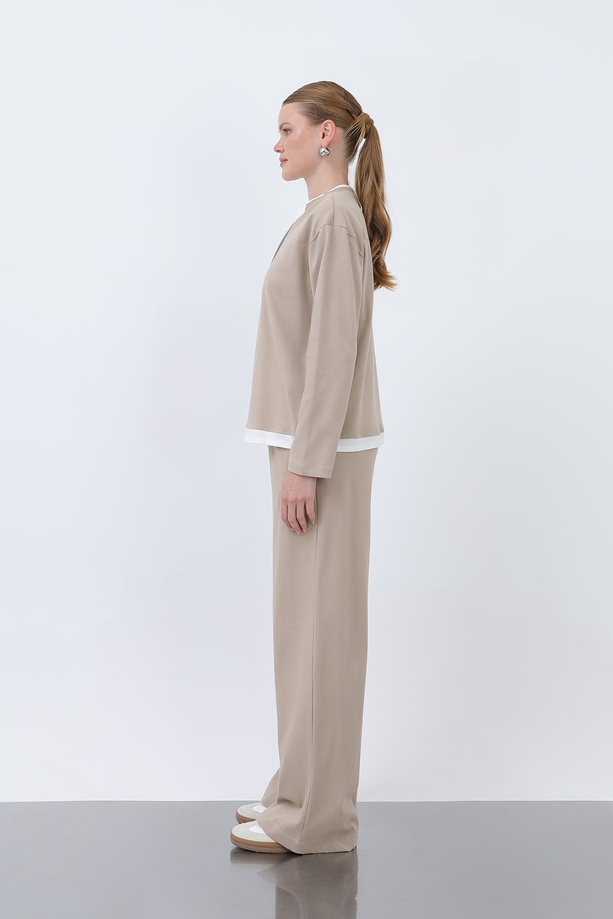 Kadın Basic Garnili Sweatshirt