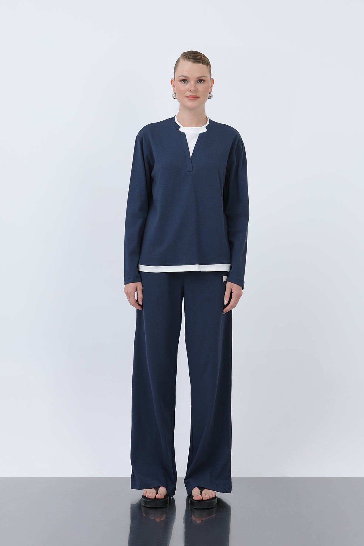 Kadın Basic Garnili Sweatshirt