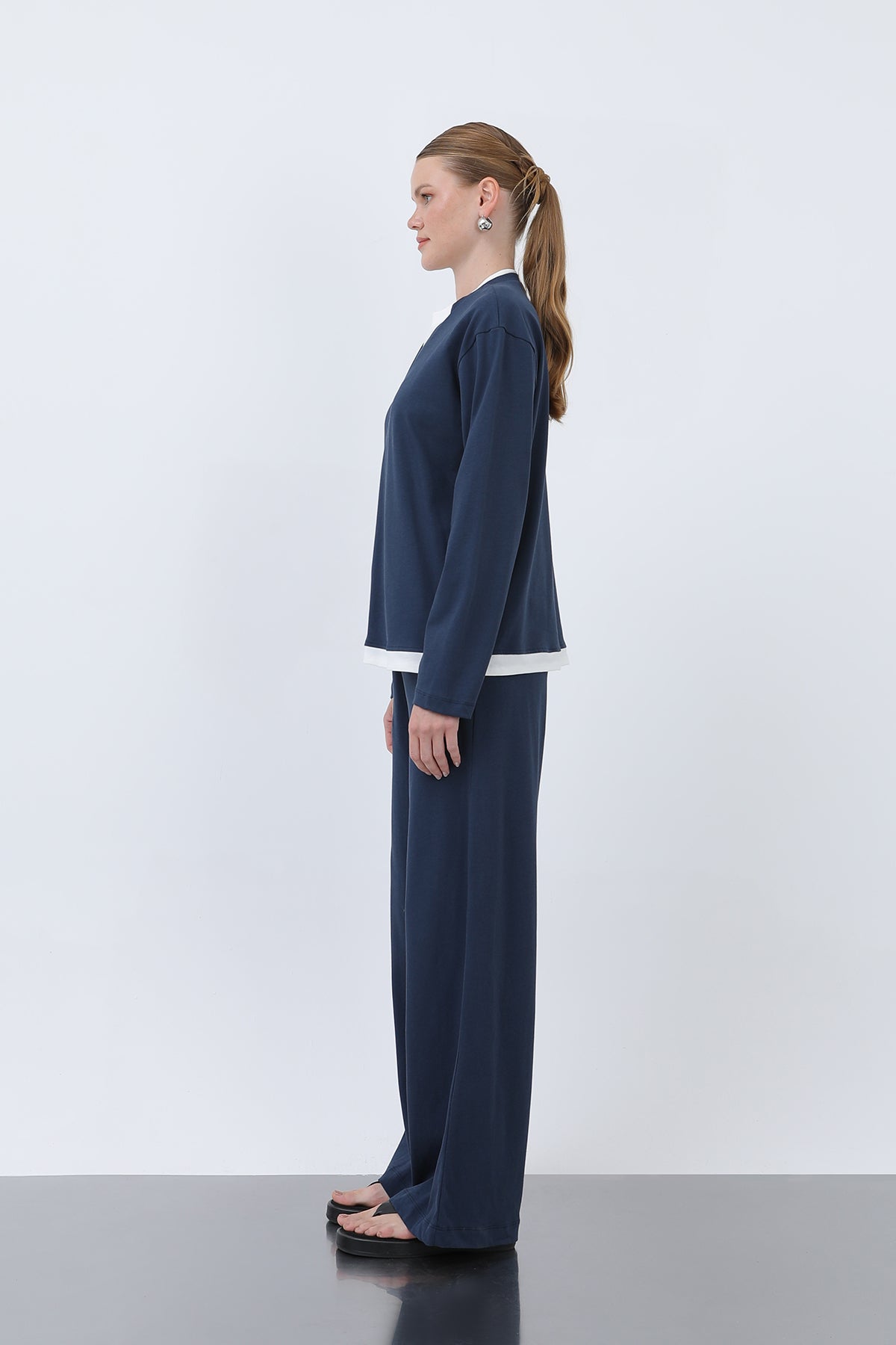 Kadın Basic Garnili Sweatshirt