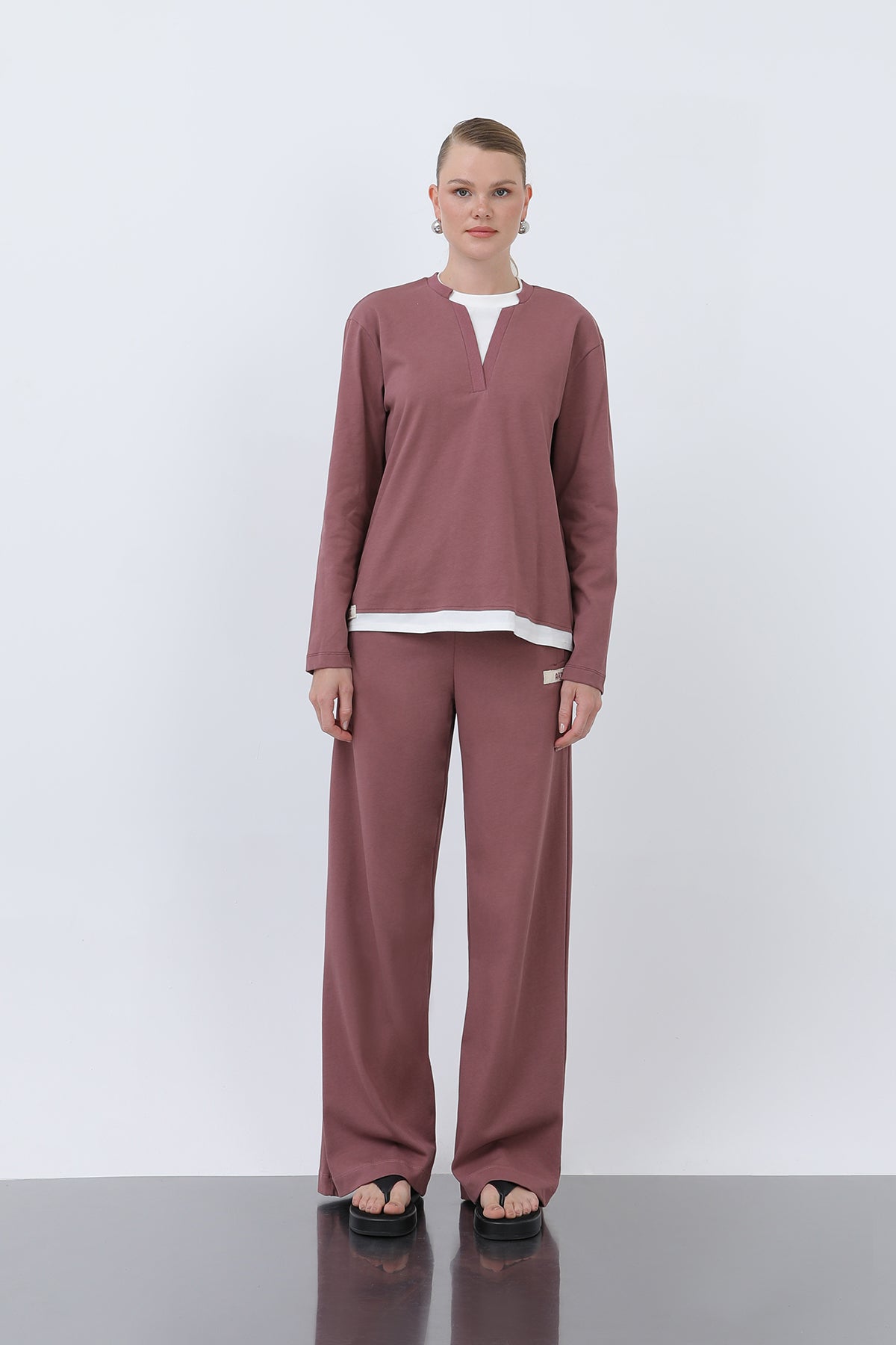 Kadın Basic Garnili Sweatshirt