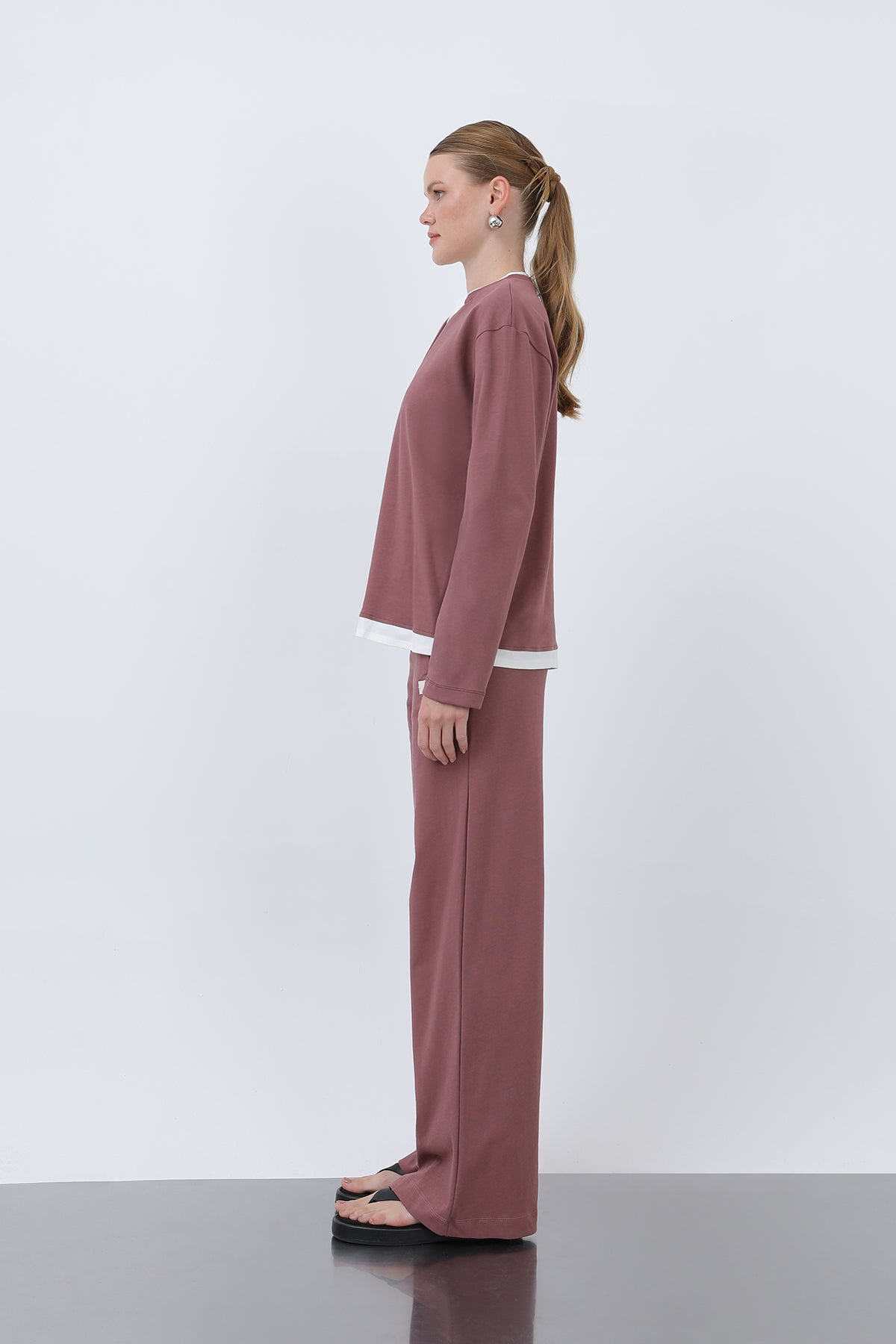 Kadın Basic Garnili Sweatshirt