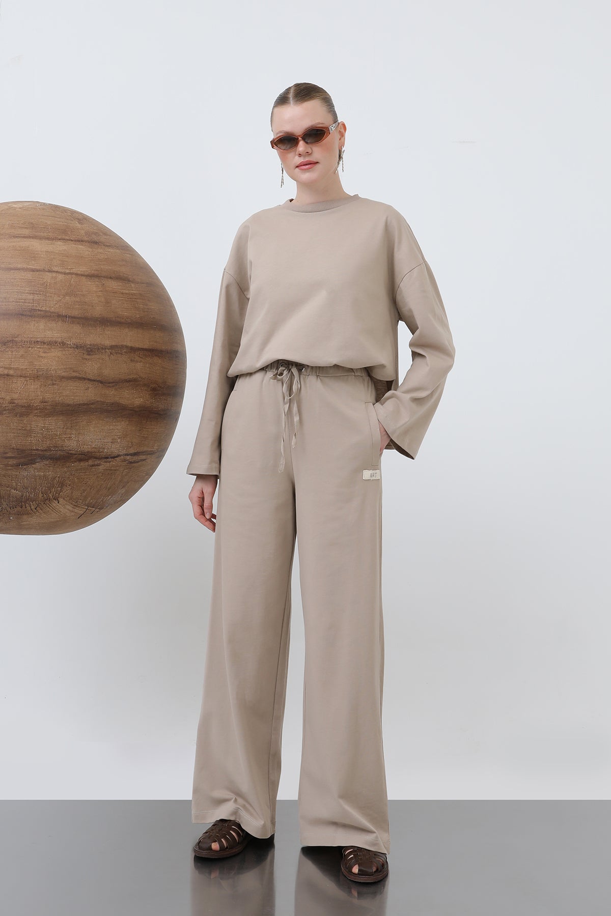 Kadın Basic Benden Bağlamalı Pantolon -32222PNT - BEIGE