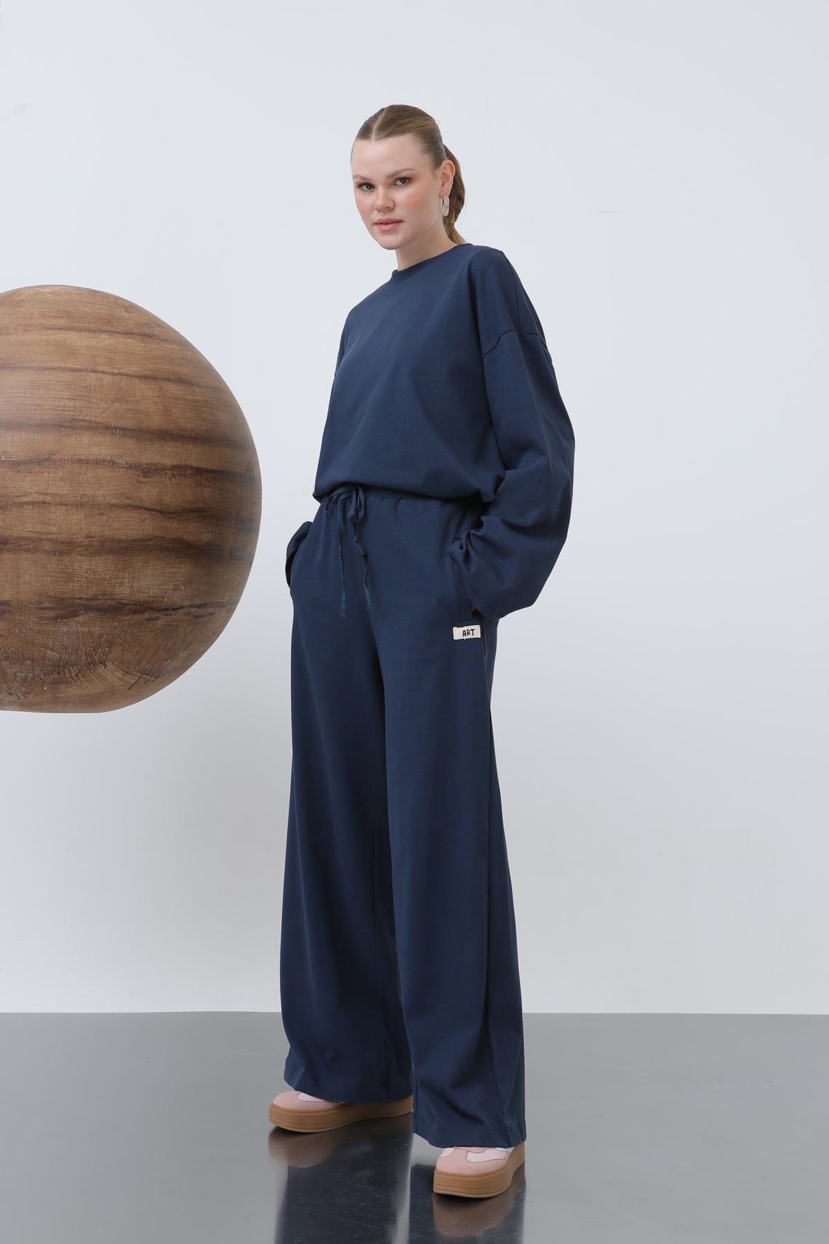 Kadın Basic Benden Bağlamalı Pantolon -32222PNT - NAVY