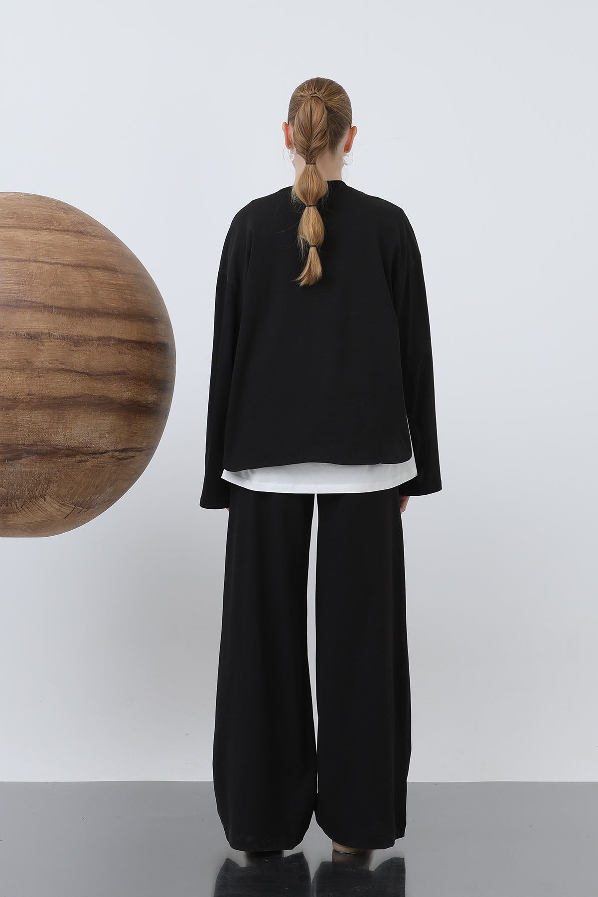 Kadın Basic Asimetrik Garnili Sweatshirt - 32223SWT