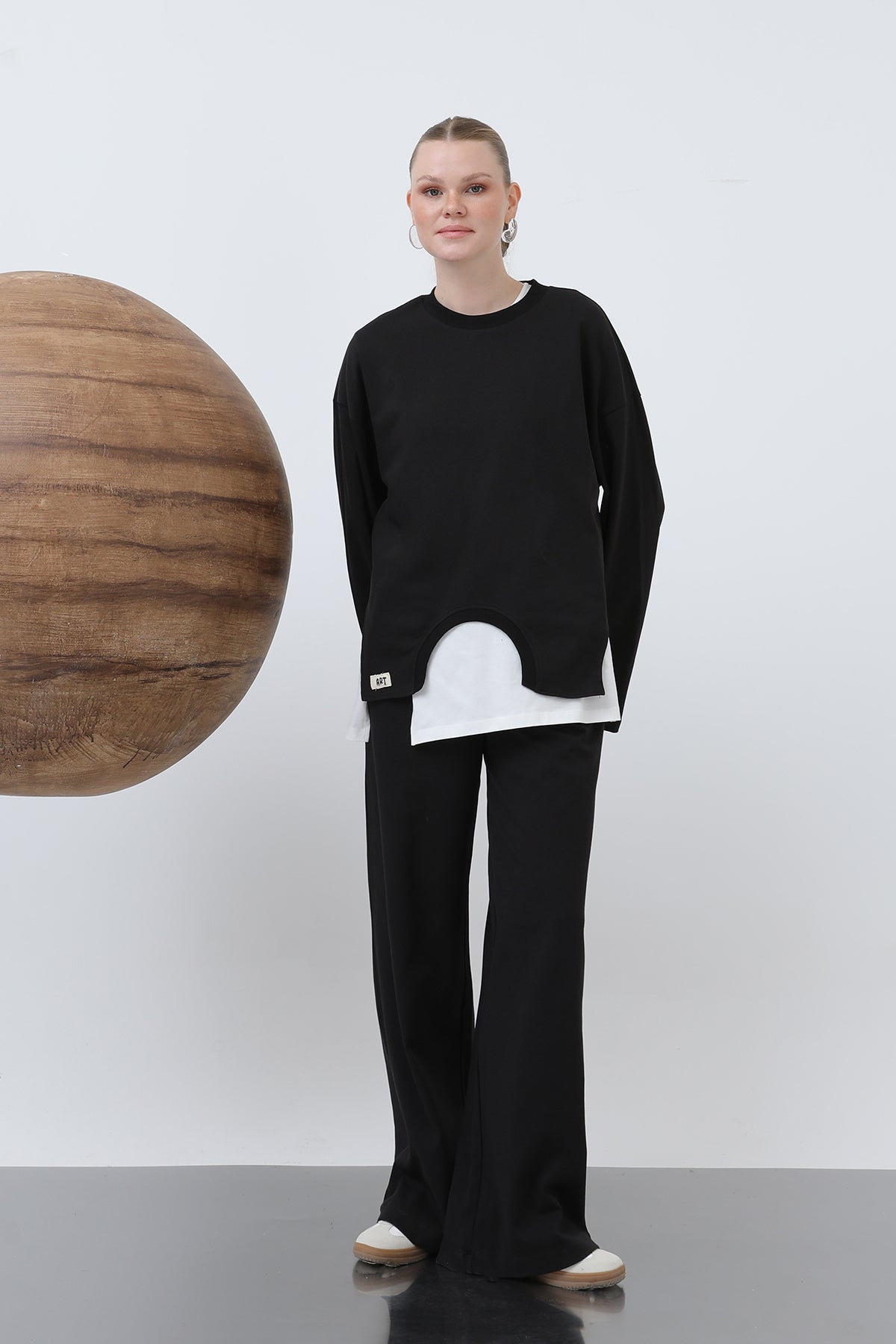 Kadın Basic Asimetrik Garnili Sweatshirt - 32223SWT