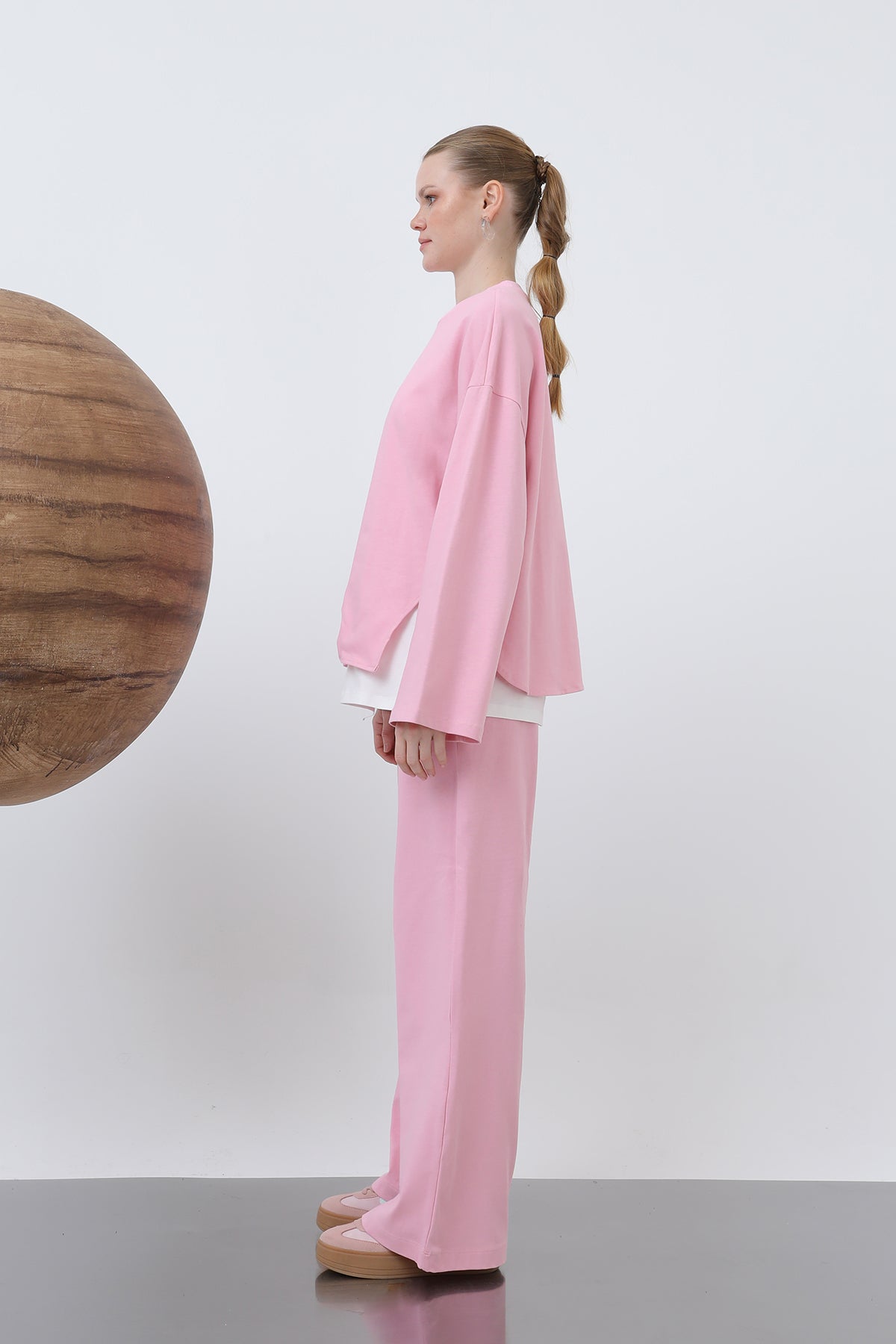 Kadın Basic Asimetrik Garnili Sweatshirt - 32223SWT