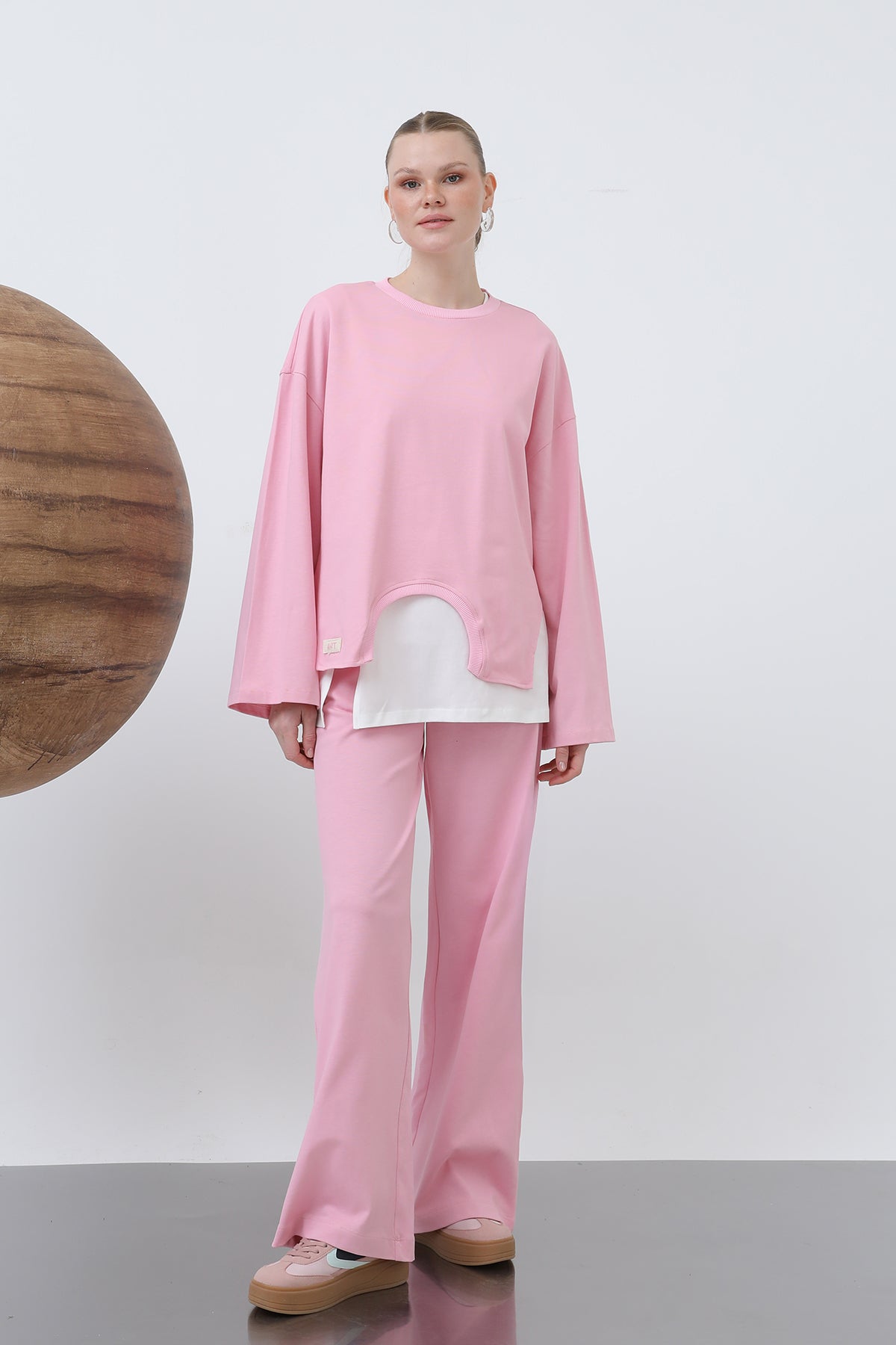 Kadın Basic Asimetrik Garnili Sweatshirt - 32223SWT