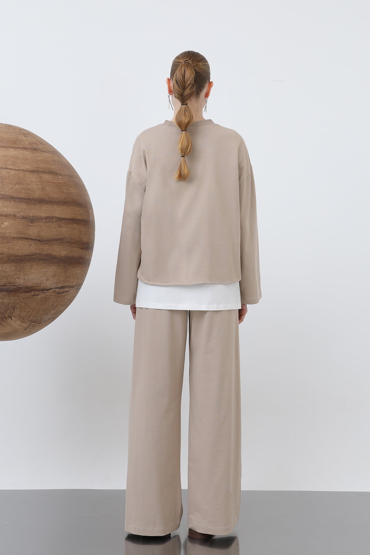 Kadın Basic Asimetrik Garnili Sweatshirt - 32223SWT