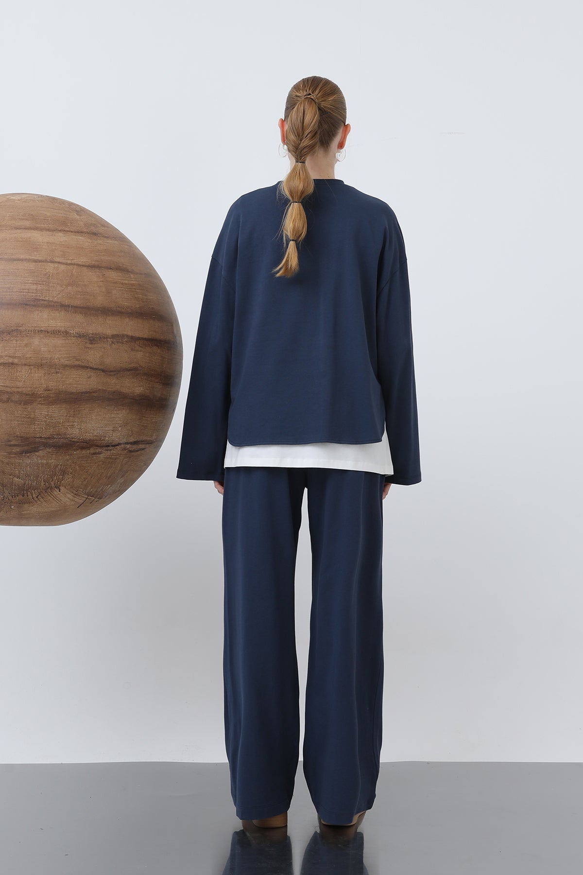 Kadın Basic Asimetrik Garnili Sweatshirt - 32223SWT