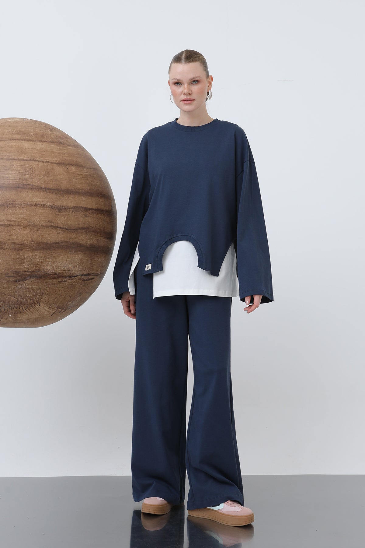Kadın Basic Asimetrik Garnili Sweatshirt - 32223SWT