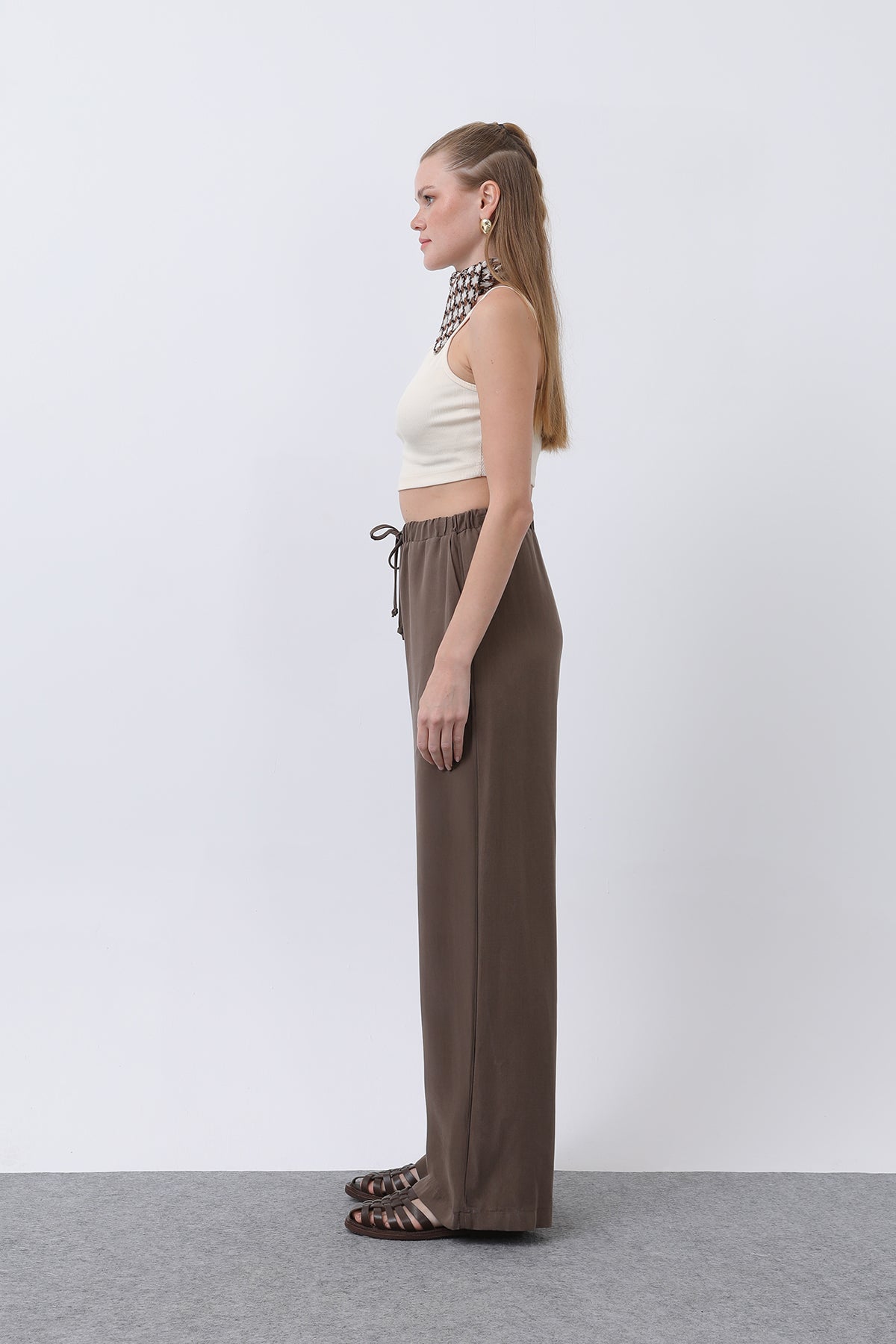 Kadın Bel Lastikli Yanları Biyeli Pantolon - 32231PNT