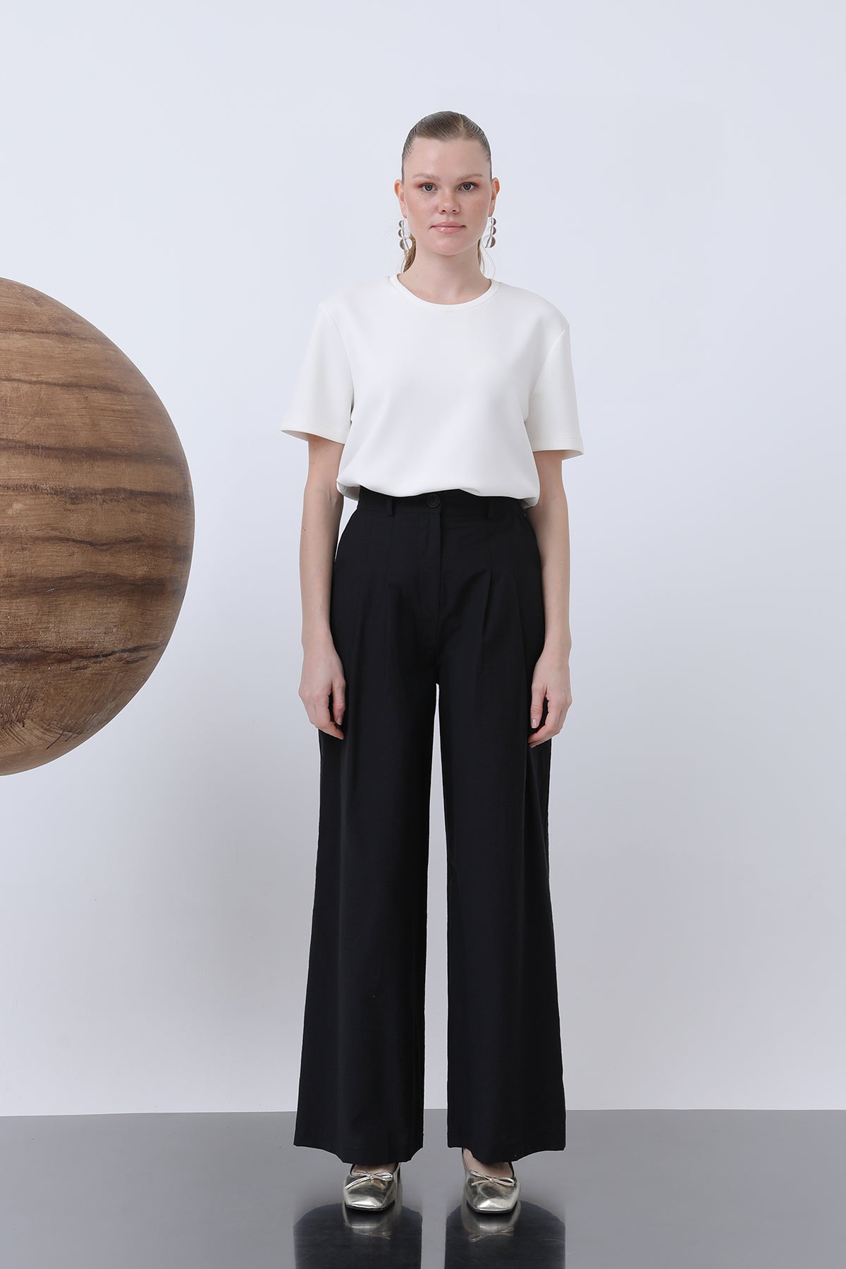 Kadın Pileli Basic Pantolon -32233PNT