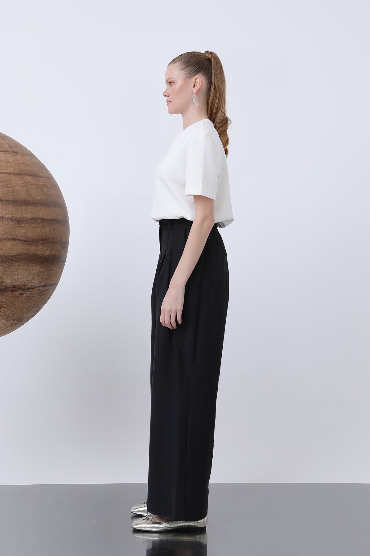Kadın Pileli Basic Pantolon -32233PNT