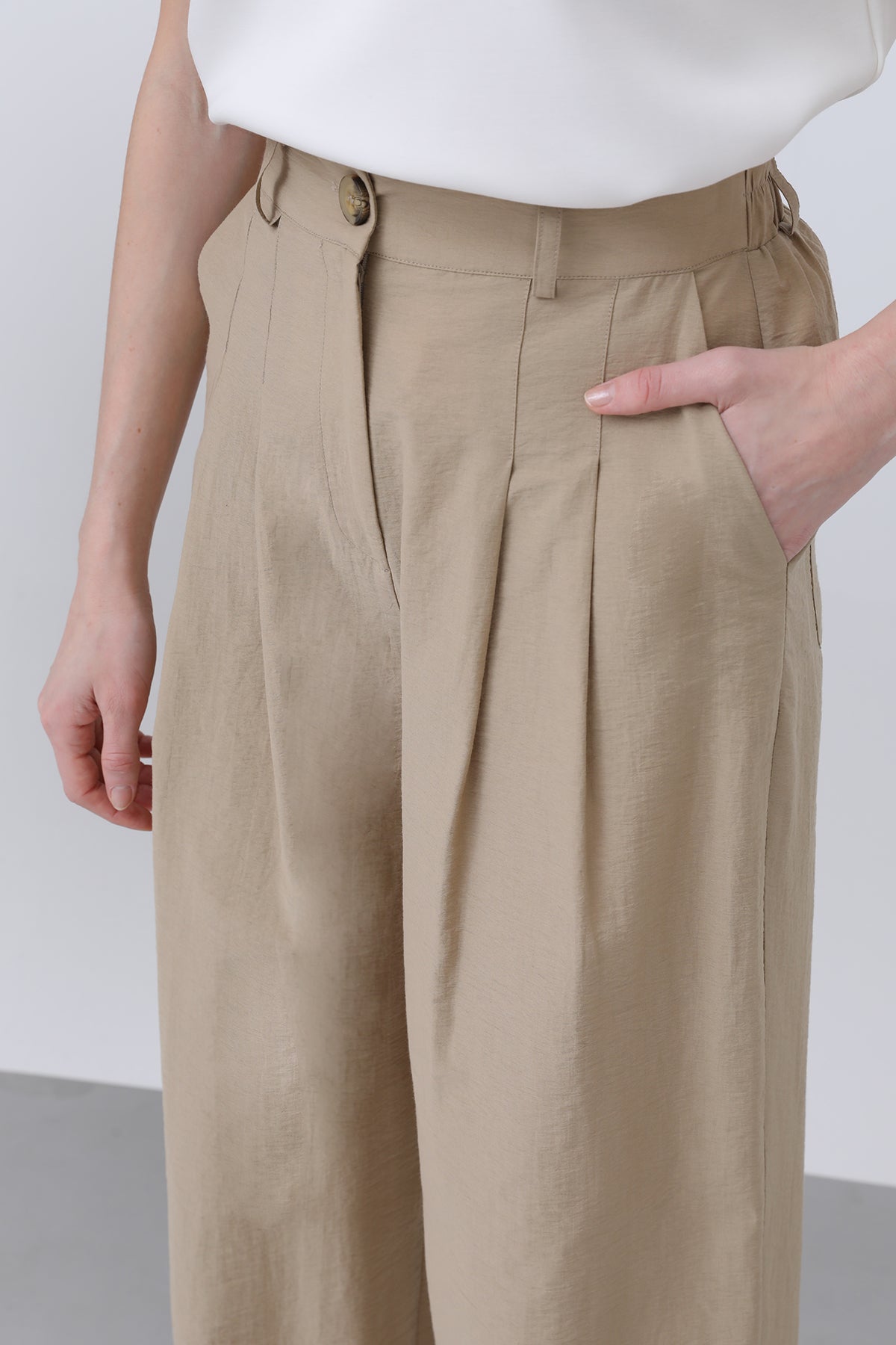Kadın Pileli Basic Pantolon -32233PNT