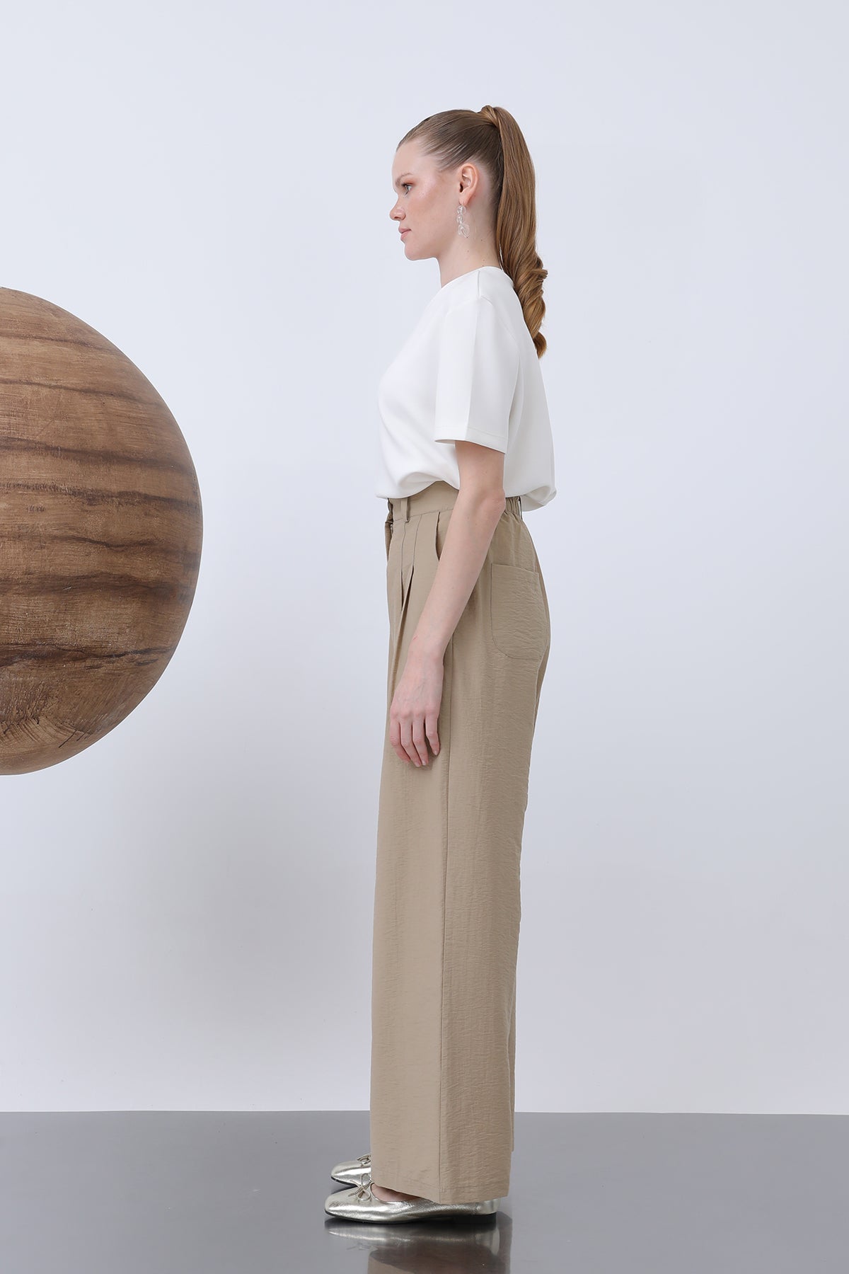 Kadın Pileli Basic Pantolon -32233PNT