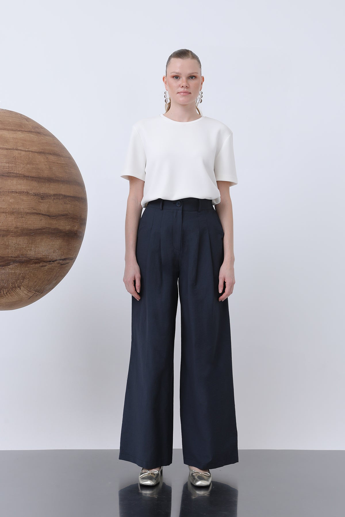 Kadın Pileli Basic Pantolon -32233PNT