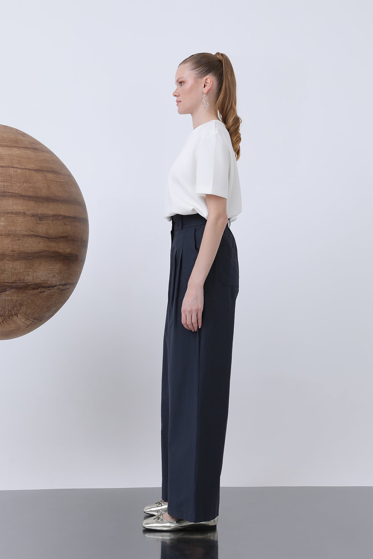 Kadın Pileli Basic Pantolon -32233PNT