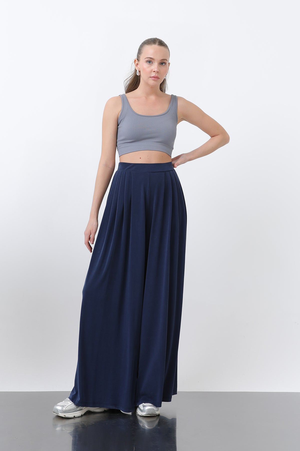 Kadın Basic Bel Lastikli Bol Pantolon -32238PNT