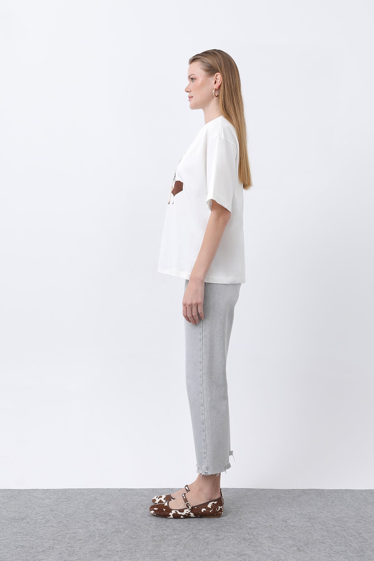 Kadın Kız Baskılı Basic Tshirt -32254TSH