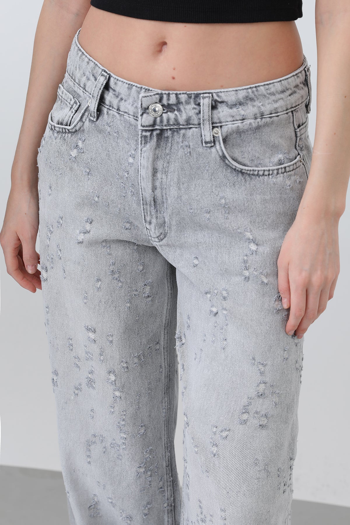 Kadın Basic Bol Denim Pantolon -32277PNT