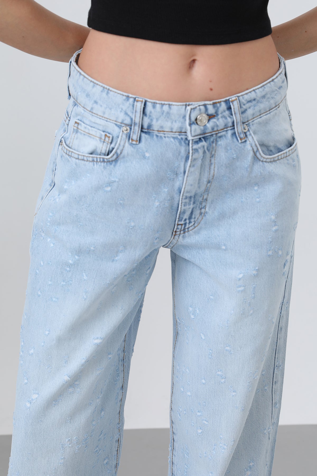 Kadın Basic Bol Denim Pantolon -32277PNT