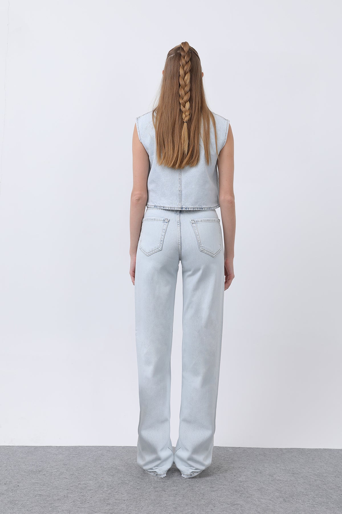 Kadın Sıfır Kol Denim Yelek -32278YLK