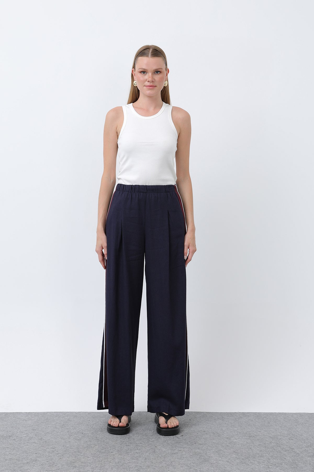 Women's Grosgrain Side Elastic Waist Trousers - 32302PNT